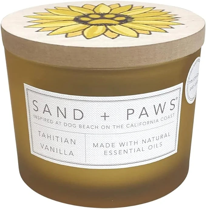 Sand + Paws Scented Candle - Tahitian Vanilla –Luxurious Air Freshening Jar Candles Neutralize pet Odors and Enhance Home ...