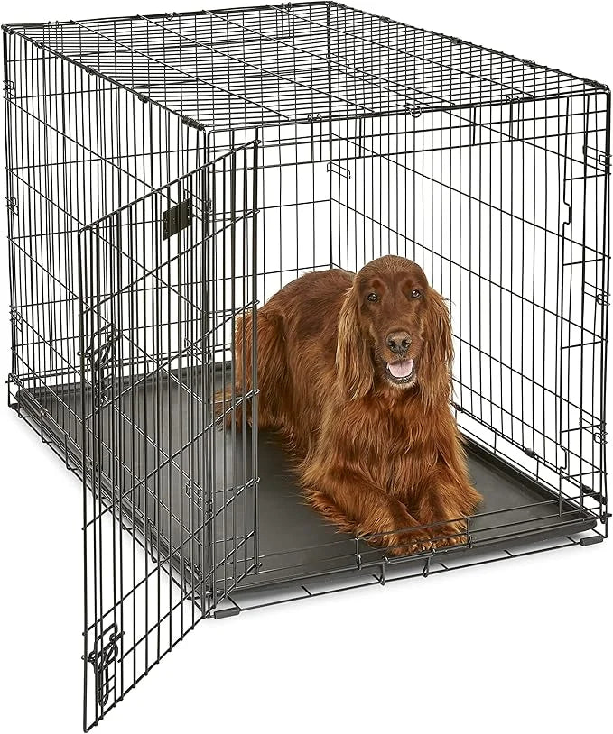 MidWest Homes for Pets Newly Enhanced Single & Double Door iCrate Dog Crate, Includes Leak-Proof Pan, Floor Protecting Fee...