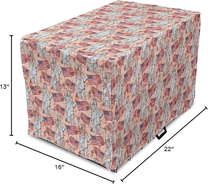 Ambesonne USA Dog Crate Cover, United States America Liberty Rhythmic Print, Easy to Use Pet Kennel Cover for Small Dogs P...
