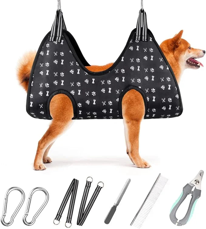 Dog Grooming Hammock Harness for Nail Trimming (L 50lb), Dog Sling Holder Hanger for Clipping Nails - Product Image
