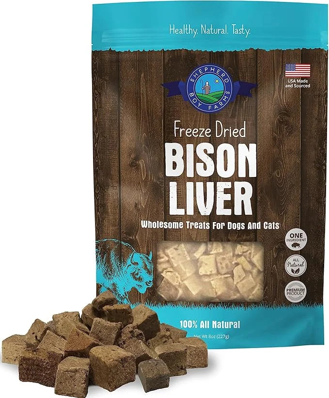 Freeze Dried Dog and Cat Treats, Bison Liver, All Natural Freeze-Dried Dog Treat & Dog Snacks, Made in USA, High in Protei...