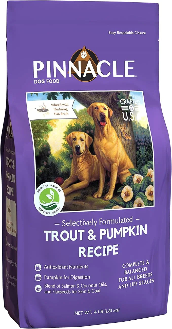 Pinnacle Trout & Pumpkin Dry Dog Food 4 lb, Infused with Broth - Product Image