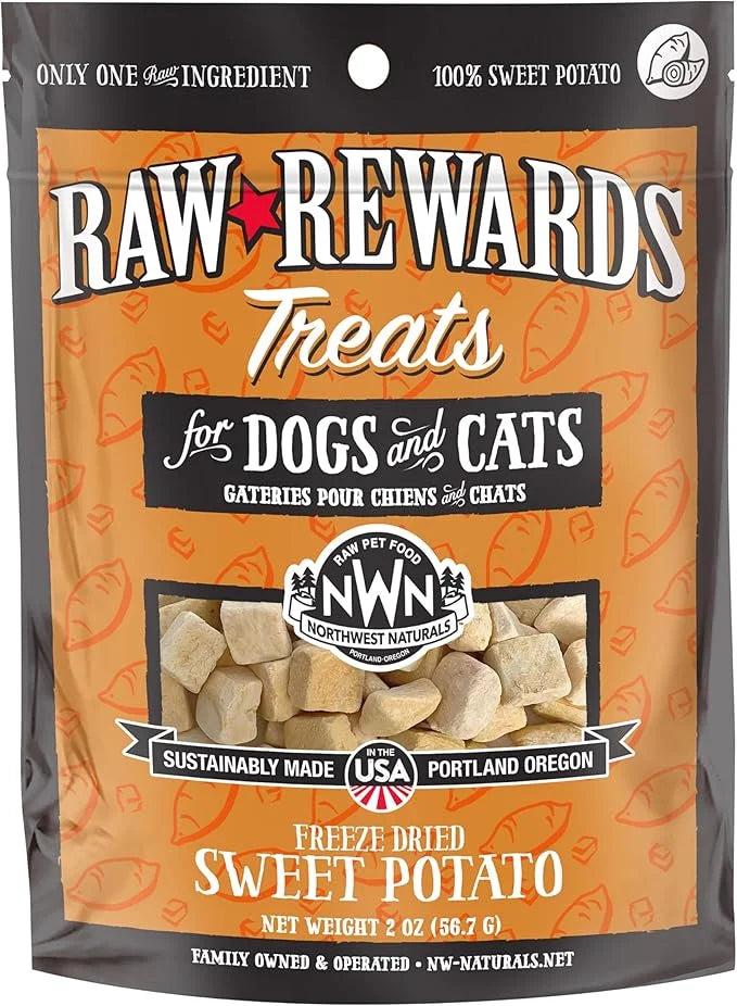 Northwest Naturals Raw Rewards Freeze-Dried Sweet Potato Treats for Dogs and Cats - Bite-Sized Pieces - Healthy, 1 Ingredi...