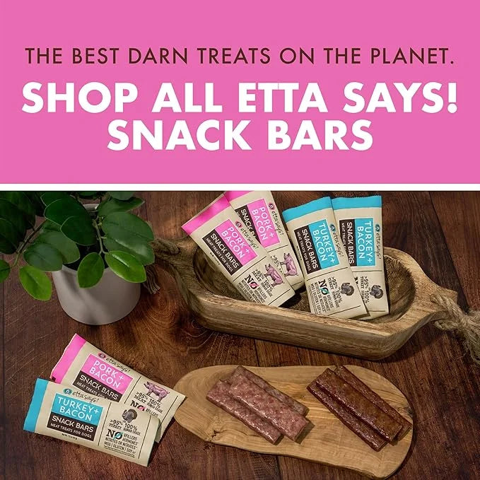 etta says! Pork + Bacon Snack Bars - Premium All Natural Meat Treats for Dogs - Human Grade - Made in The USA (6 Count Pac...