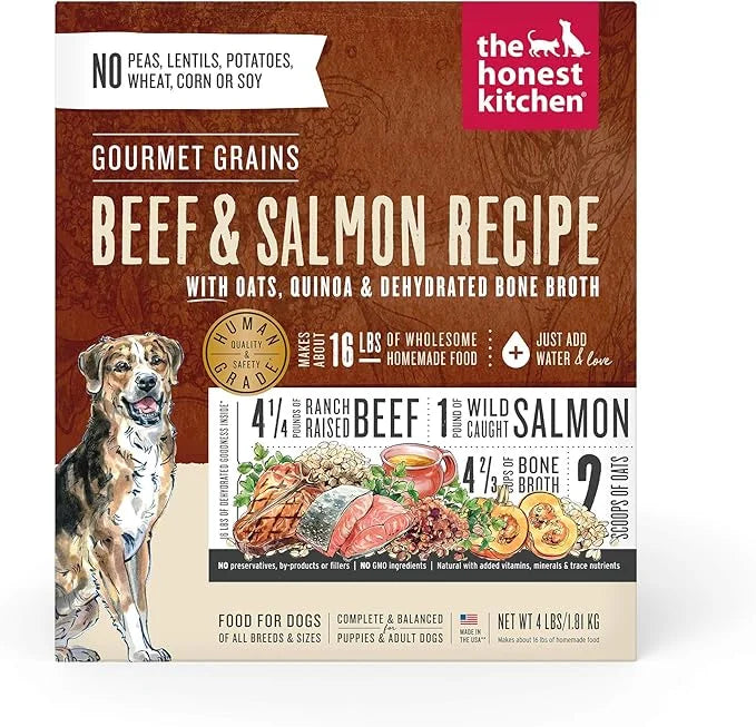 The Honest Kitchen Gourmet Grains Beef & Salmon Recipe Dehydrated Dog Food, 4 lb box - Product Image