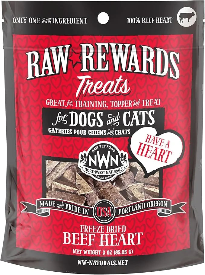 Northwest Naturals Raw Rewards Freeze-Dried Beef Heart Treats for Dogs and Cats - Bite-Sized Pieces - Healthy, 1 Ingredien...