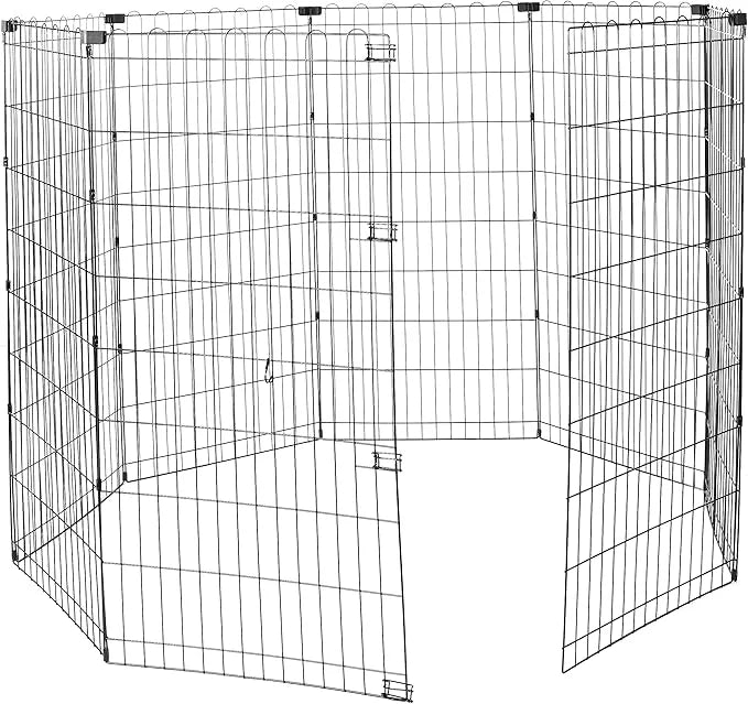 Amazon Basics Foldable Octagonal Metal Exercise Dog Playpen - Indoor/Outdoor, No Door, Extra Large (8 Panels, 24 x 48), Ea...
