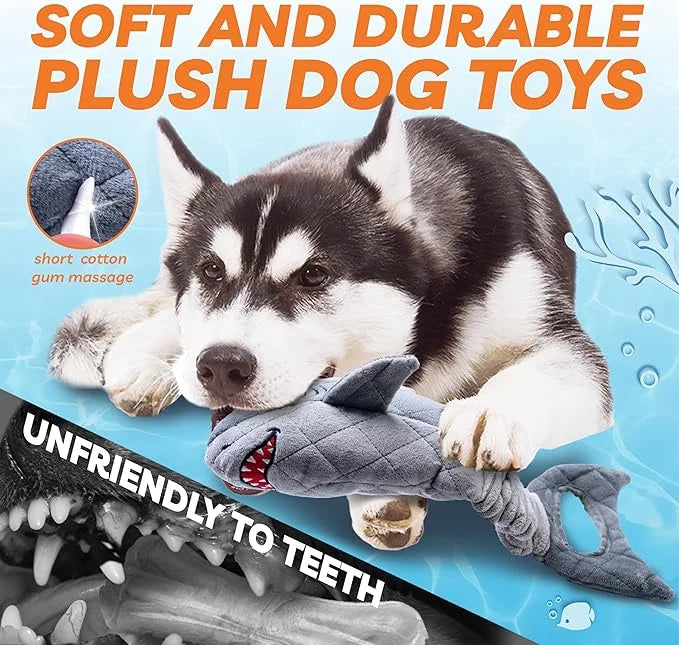 Dog Toys for Small Dogs, Squeaky Tough Dog Toys for Aggressive Chewers, Plush Dog Chew Toys for Teething, Interactive Shar...