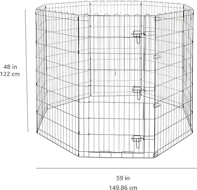 Amazon Basics Foldable Octagonal Metal Exercise Dog Playpen - Indoor/Outdoor, Single Door, Extra Large (8 Panels, 24 x 48)...