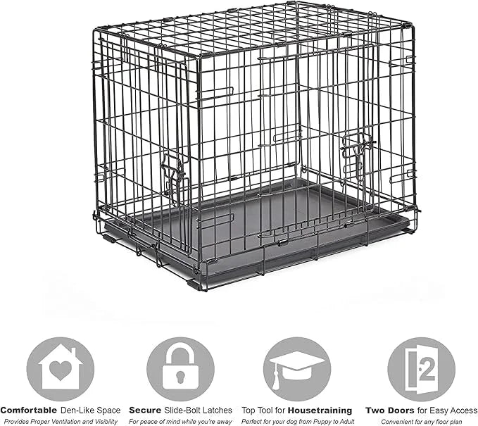 New World Newly Enhanced Double Door New World Dog Crate, Includes Leak-Proof Pan, Floor Protecting Feet, & New Patented F...