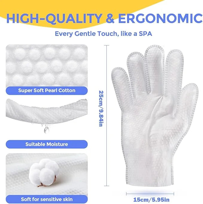 Pet Cleaning Glove Wipes for Dogs & Cats, Hypoallergenic Deodorizing Disposable No-Rinse Grooming Wipes, Extra Thick Bathi...