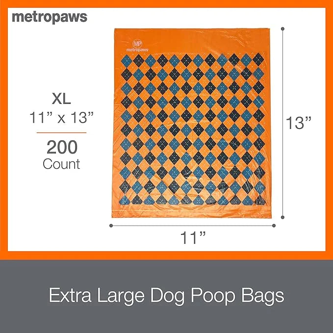 MetroPaws Peppermint Dog Wipes, 100 Extra Large, Thick Cleaning Wipes & Waste Packs XL - 200 Extra Large Dog Bags, Leakpro...