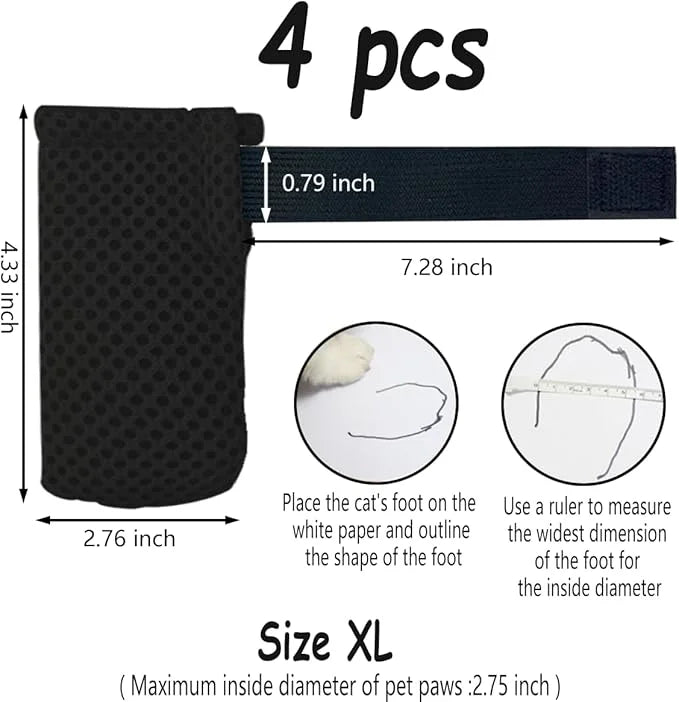 4 PCS Cat Mittens to Prevent Scratching,Mesh Breathable Cat Shoes,Adjustable Cats Anti Scratch Gloves,Suitable for Cats Wh...