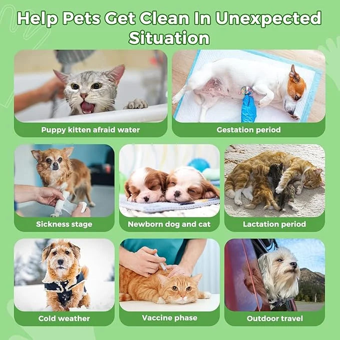 Vannon Extra Thick Pet Bathing Wipes for Dogs & Cats, Cleaning & Odor-Controlling Grooming Gloves, Nourish Fur Glove Wipes...