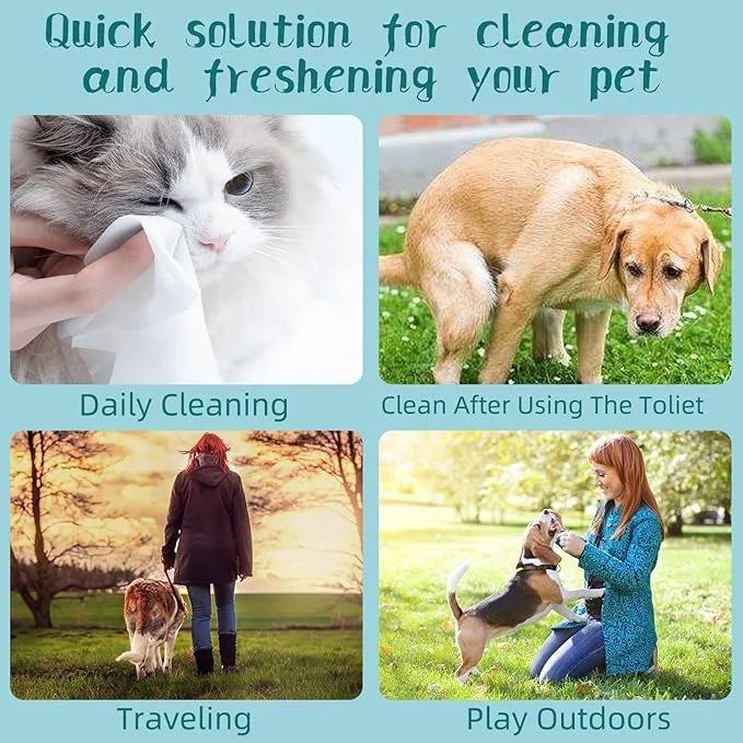 Pet Hypoallergenic Wipes, Extra Thick Cat Wipes for Cleaning Small Animal's Paws,Ears,Butt,Face and Eyes,Portable Organic ...
