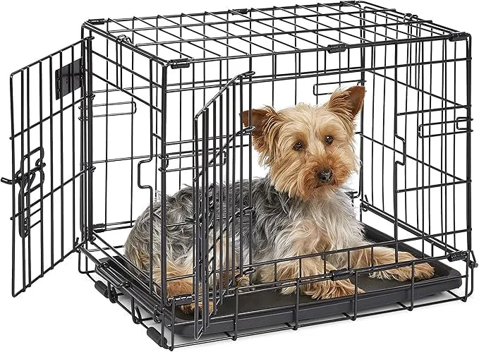MidWest Homes for Pets Newly Enhanced Single & Double Door iCrate Dog Crate, Includes Leak-Proof Pan, Floor Protecting Fee...