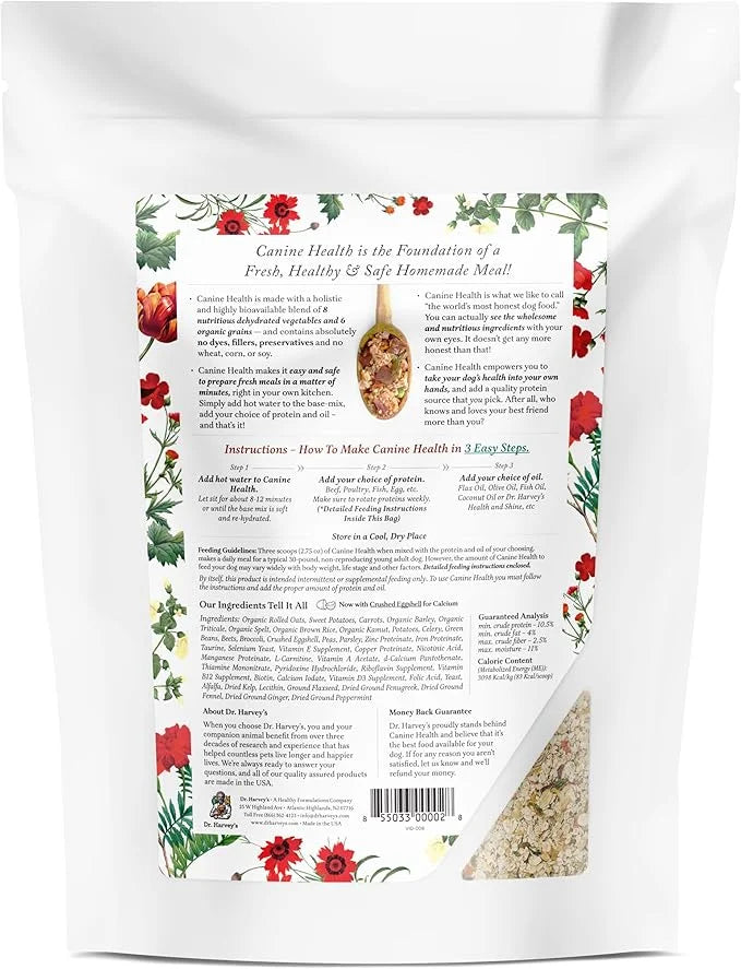 Dr. Harvey's Canine Health Miracle Dog Food, Human Grade Dehydrated Base Mix for Dogs with Organic Whole Grains and Vegeta...