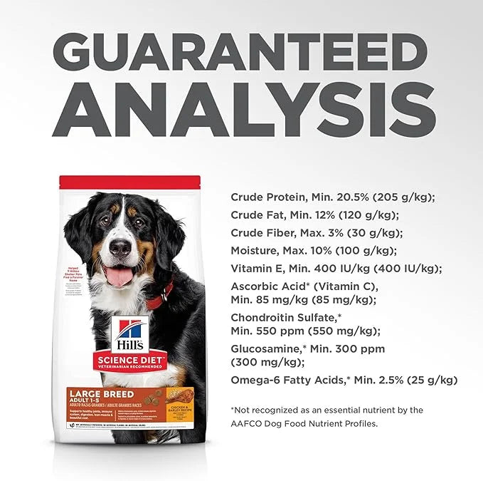 Hill's Science Diet Large Breed, Adult 1-5, Large Breed Premium Nutrition, Dry Dog Food, Chicken & Barley, 35 lb Bag - Pro...
