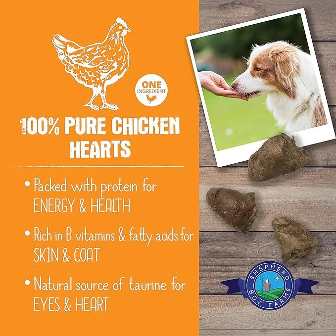 Freeze Dried Dog and Cat Treats, Chicken Heart, All Natural Freeze-Dried Dog Treat & Dog Snacks, Made in USA, High in Prot...