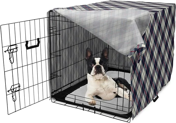 Lunarable Plaid Dog Crate Cover, Celtic Fashion Diagonal Retro Style Classical Irish Culture Inspiration, Easy to Use Pet ...
