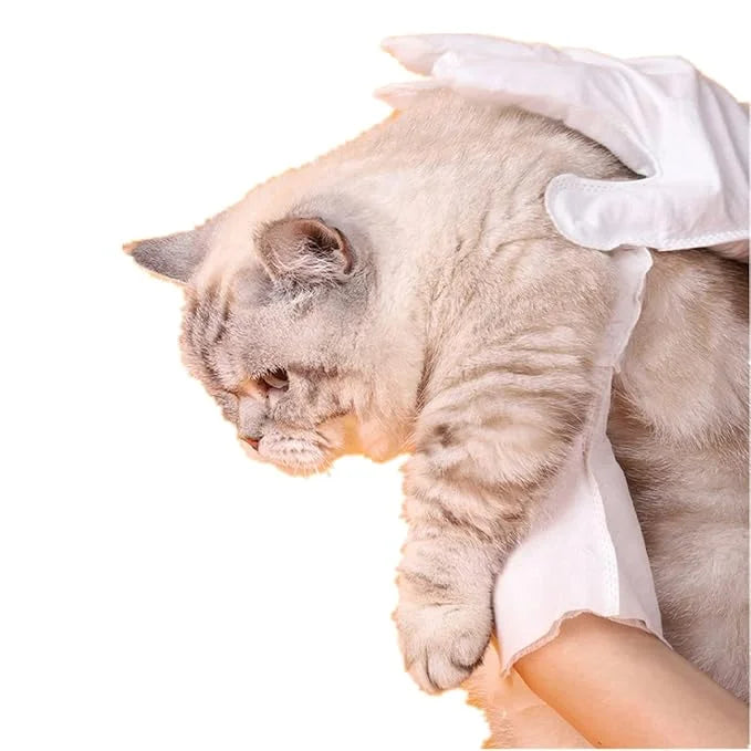 Pet Grooming Glove - Gentle Deshedding Brush Glove, Pet Bathing Wipes - Enhanced Five Finger Design - Daily Care and Trave...