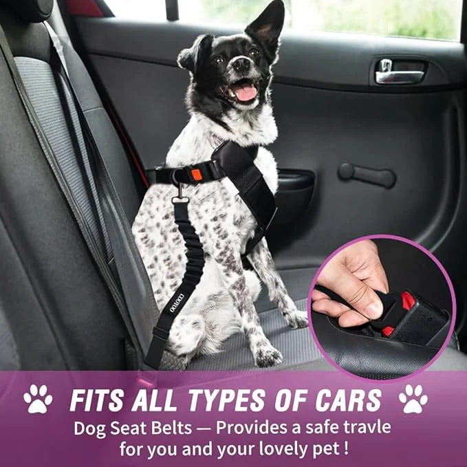 COOYOO Dog Seat Belt,3 Piece Set Retractable Dog Car Harness Adjustable Dog Seat Belt for Vehicle Nylon Pet Safety Seat Be...