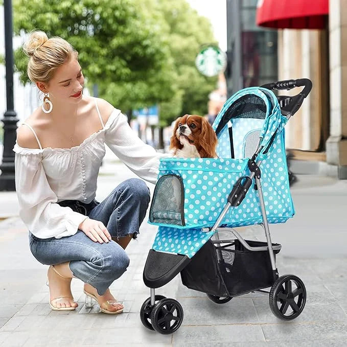 Dog Stroller for Small Dogs, Portable Pet Stroller for Cats Folding Puppy Stroller Lightweight Dog Cat Cage Jogger Strolle...