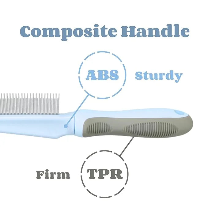 1 PCS Pet Comb Sturdy Pet Grooming Comb Pet Hair Comb with Long & Short Stainless Steel Teeth Comb for Dogs Cats, Light Cy...
