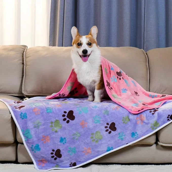 1 Pack 6 Blankets Dog Cat Soft Fluffy Fleece Pet Blanket Warm Cute Print Design Puppy Kitten Blanket Doggy Paw Small(23"x1...