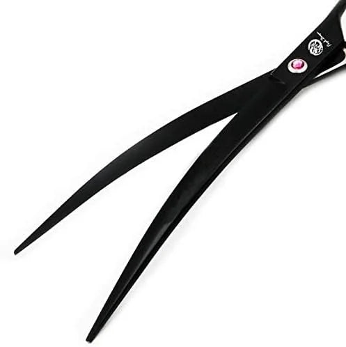 Purple Dragon 9.0 inch Twin Tails Downward Curved Blade Pet Grooming Scissors Dog Hair Cutting Shears with Bag for Profess...