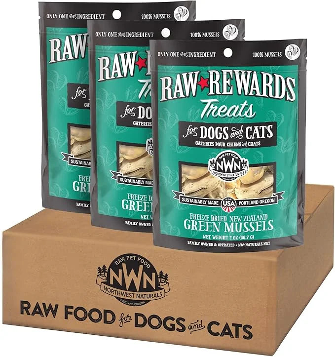 Northwest Naturals Raw Rewards Freeze-Dried Green Lipped Mussel Treats for Dogs and Cats - Bite-Sized Pieces - Healthy, 1 ...