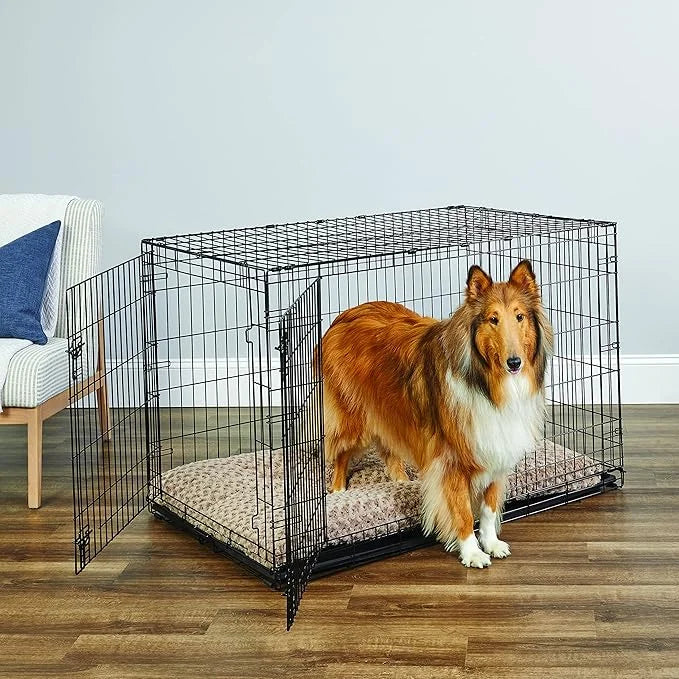 New World Newly Enhanced Double Door New World Dog Crate, Includes Leak-Proof Pan, Floor Protecting Feet, & New Patented F...