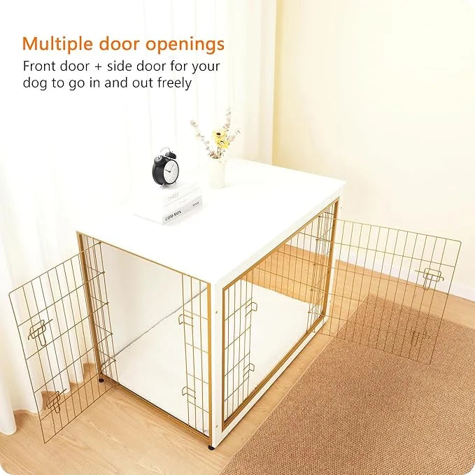 DWANTON Dog Crate Furniture with Cushion, Wooden Kennel Table with Double Doors, Indoor Dog House, Extra Large Size, 43.3"...