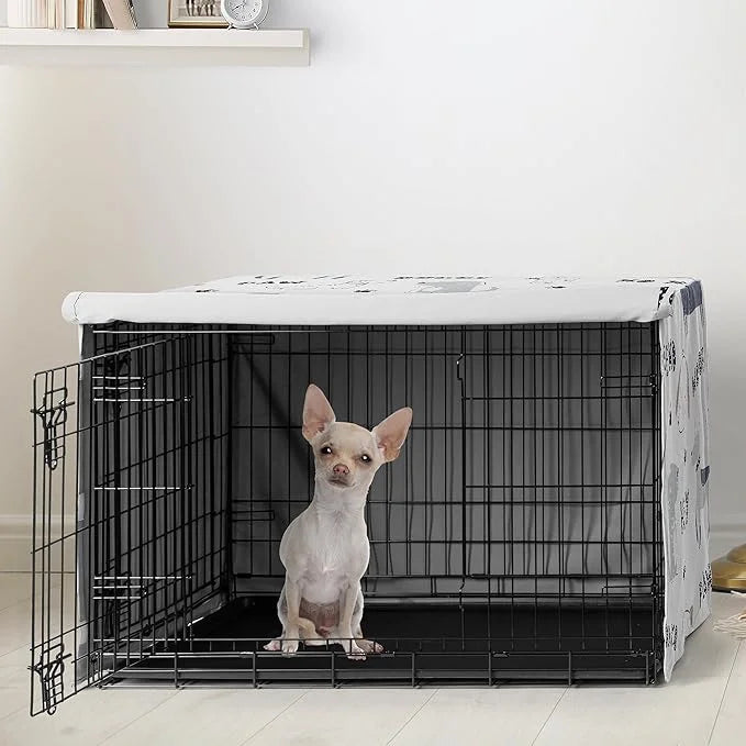 Sweet Jojo Designs 24in. Small Dog Crate Cover (Cartoon Puppy Print) Pet Cage, Kennel Covers (Neutral, Modern, Bulldog, Wi...