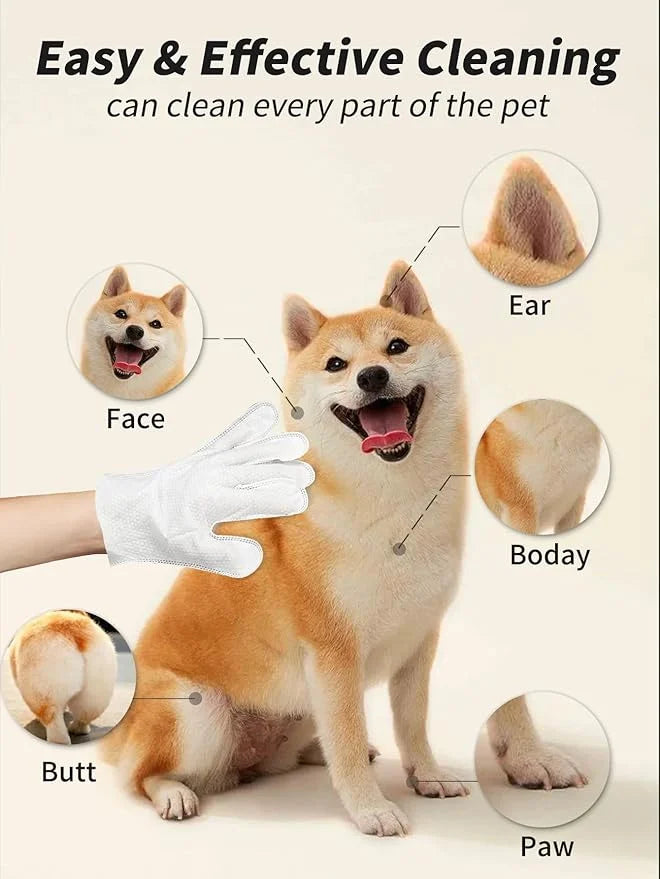 Pet Wipes for Dogs & Cats, Nourish Fur Glove Wipes for Daily Care and Traveling,Extra Thick Cleaning Deodorizing Grooming ...