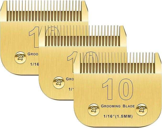 10 Blades Compatible With Andis/Oster A5/Wahl KM-10 Series Dog Clippers - Detachable Replacement Grooming Blades (Gold 10#...
