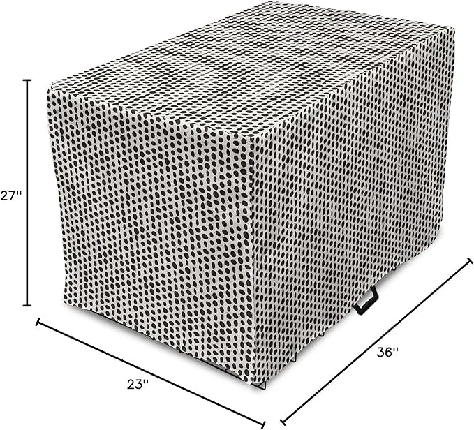 Lunarable Abstract Dog Crate Cover, Monochrome Grunge Pattern with Modern Round Shapes Print, Easy to Use Pet Kennel Cover...