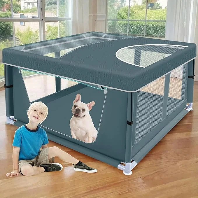 42x42x26 Inch Puppy Playpen with Cover, Dog Playpen for Puppies or Small Dogs, Pet Playpen for Indoor & Outdoor, Sturdy Do...