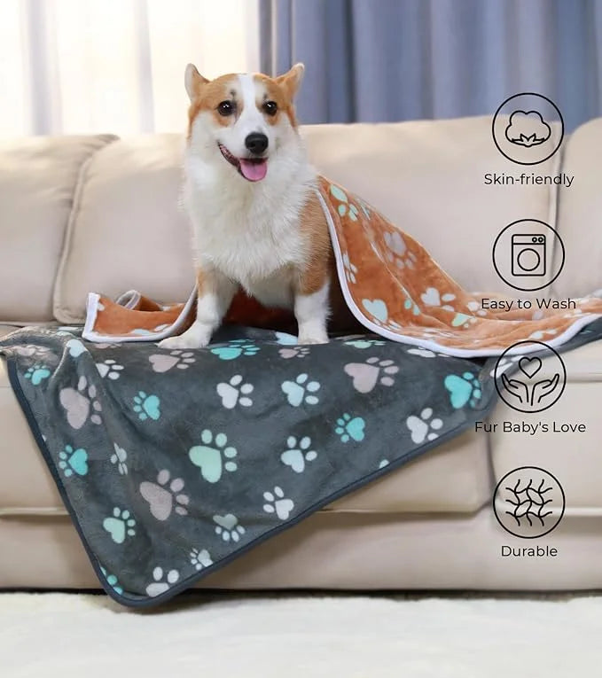 1 Pack 6 Blankets Dog Cat Soft Fluffy Fleece Pet Blanket Warm Cute Print Design Puppy Kitten Blanket Doggy Paw Small(23"x1...