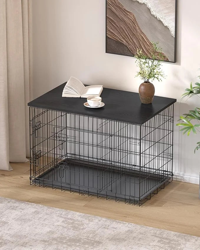 Piskyet Dog Crate Topper Wood Countertop for 48 42 36 30 24 inch Dog Cage, Dog Crate Cover,Dog Kennel Topper(Crate Not Inc...