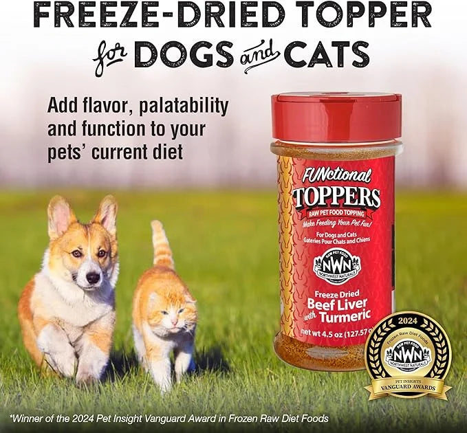 Northwest Naturals Freeze-Dried Beef Liver with Turmeric - Functional Topper for Dogs and Cats - Healthy, Limited-Ingredie...