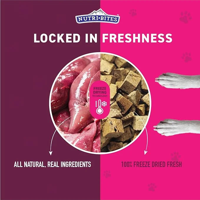 NutriBites Freeze Dried Pork Liver Dog & Cat Treats, 9 oz | Healthy Pet Training Treats or Food Topper | All Natural, Sing...