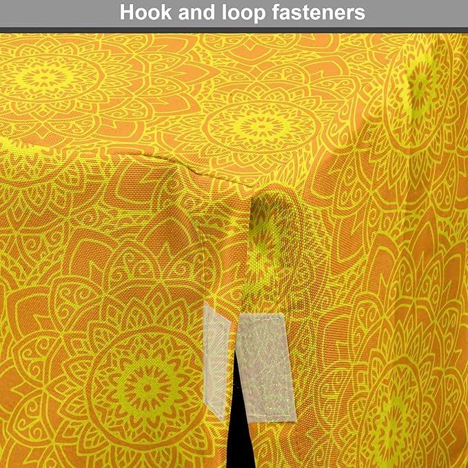 Lunarable Yellow Mandala Dog Crate Cover, Vibrant Colored Abstract Lotus Flowers Native Art Warm Sun Inspired, Easy to Use...