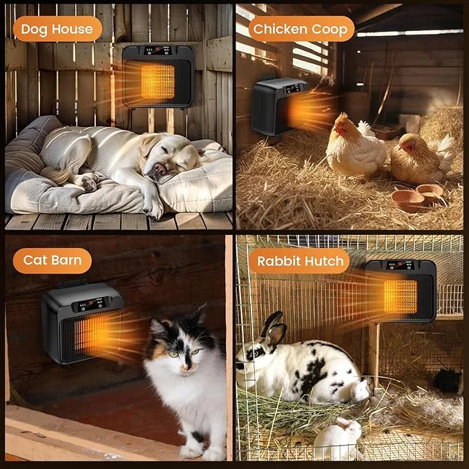 600W Dog House Heater, Pet House Heater w Timer Setting (2 4 8 H) Dog Heater for Outside Winter, Electric Heater for Lives...