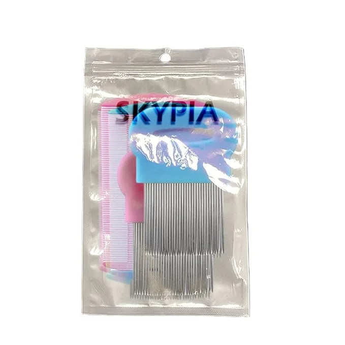 SKYPIA Combs Set, 4 Packs Pet Lice Combs for Cats Dogs Plastic and Stainless Steel Flea Combs, Dandruff Remover, Dog Groom...