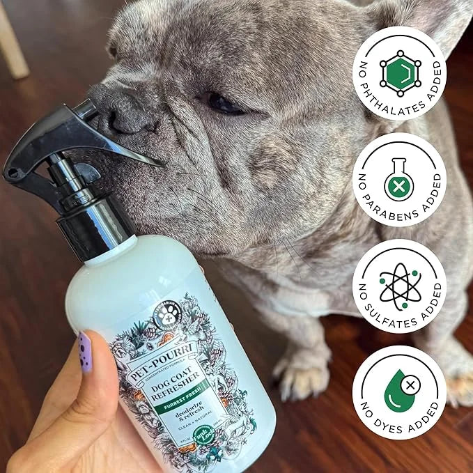 Pet-Pourri Dog Coat Deodorizing Spray – Plant Derived Ingredients – Vet Recommended – Fir + Amber + Cedarwood – Paraben & ...
