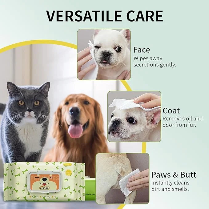 PET Wipes for Dogs & Cats, Cleaning and Hydrating, Unscented, for Paws, Body and Butt - Hypoallergenic & Vet Recommended, ...