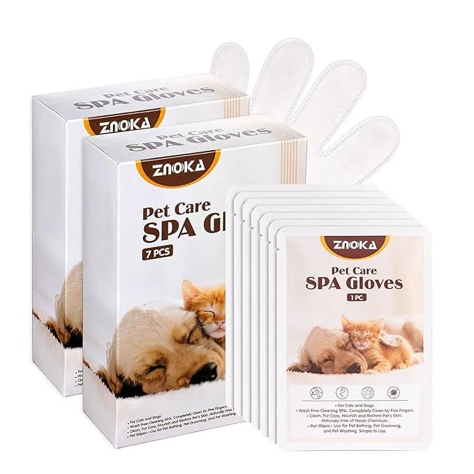 Pet Grooming Glove - Gentle Deshedding Brush Glove, Pet Bathing Wipes - Enhanced Five Finger Design - Daily Care and Trave...