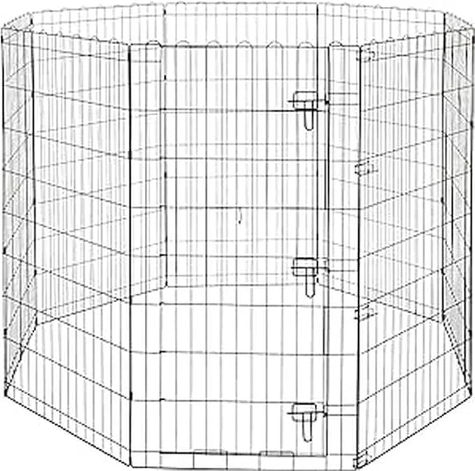 Amazon Basics Foldable Octagonal Metal Exercise Dog Playpen - Indoor/Outdoor, Single Door, Extra Large (8 Panels, 24 x 48)...