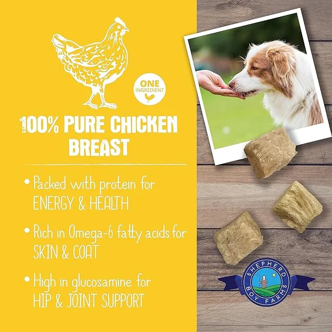 Freeze Dried Dog and Cat Treats, Chicken Breast, All Natural Freeze-Dried Dog Treat & Dog Snacks, Made in USA, High in Pro...